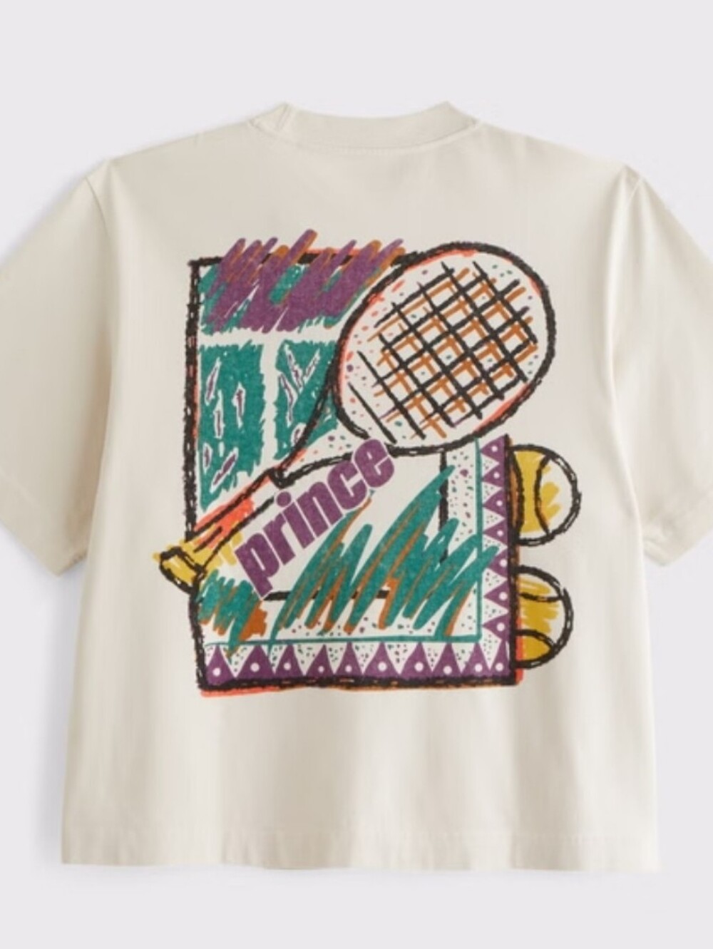 NWT Abercrombie & Fitch Premium Heavyweight Prince Tennis Graphic Crop Tee.Small